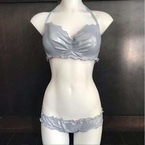 Sundazed 34DD cup underwire silver top bikini